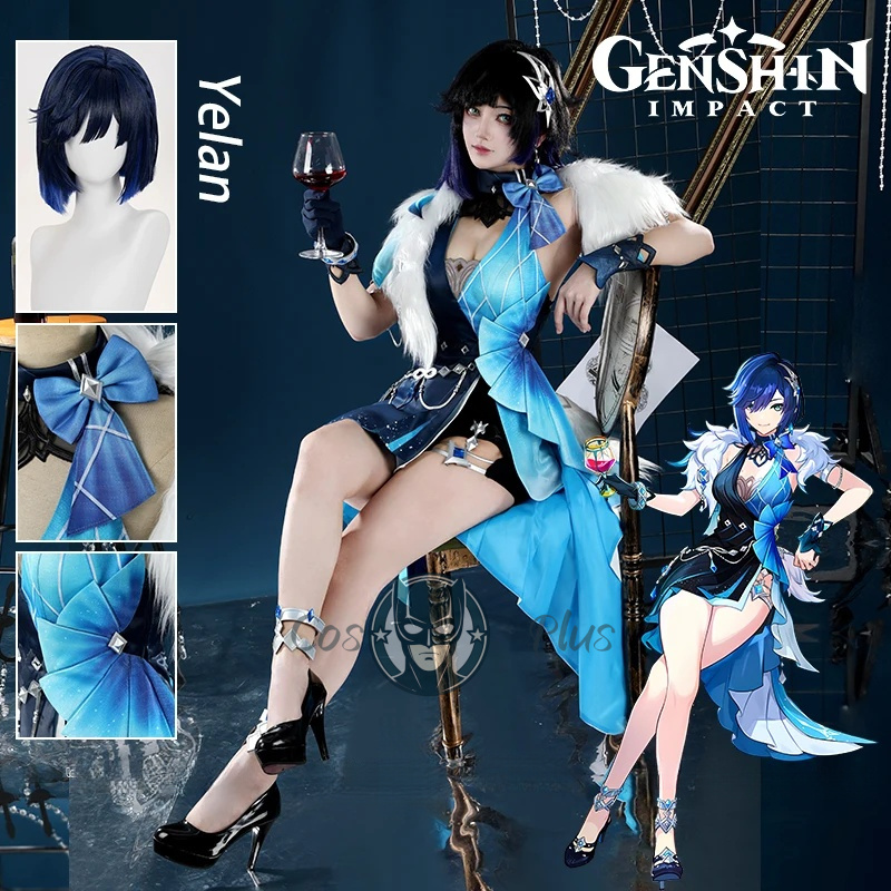Party Games Girls - Genshin impacto yelan cosplay traje peruca
